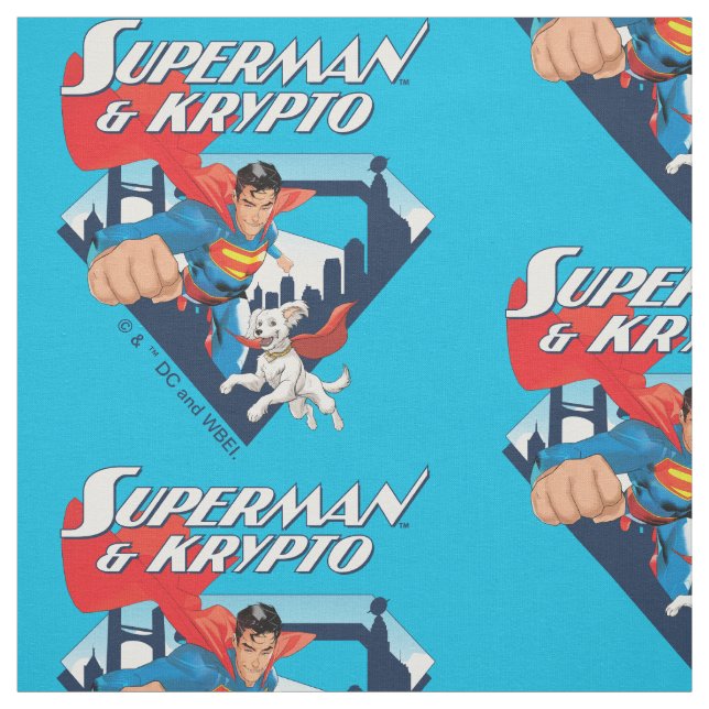 Tecido Superman & Krypto Soar (Modelo)