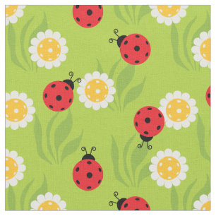 Tecido Tamanho personalizado de ladybugs e margaridas
