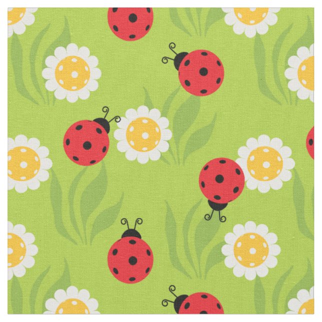 Tecido Tamanho personalizado de ladybugs e margaridas (Detalhe)