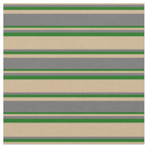 Tecido Tan, Cinza Escuro e Padrão Verde Escuro Colorido