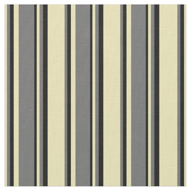 Tecido Tan, Cinzas Escuras e Padrão Preto de Stripes (Detalhe)
