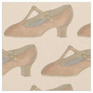 Tecido Tan Musical Theater T-Strap Character Dance Calçad