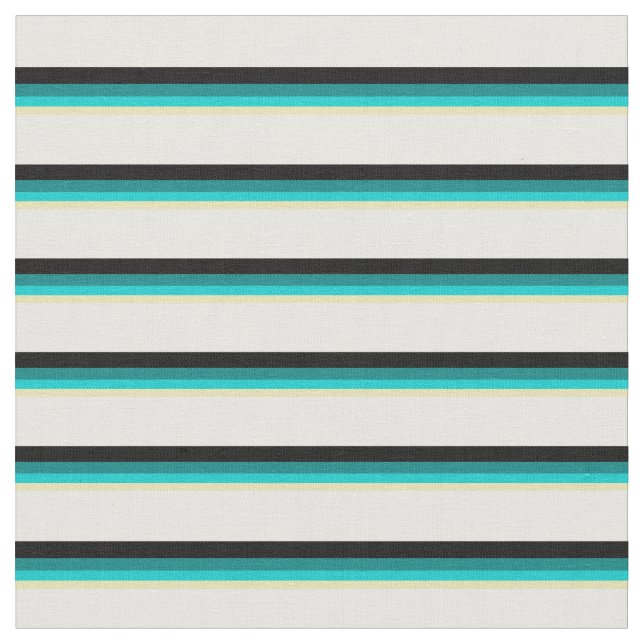 Tecido Tan, Turquesa Escura, Teal, Preto e Linhas Brancas (Detalhe)