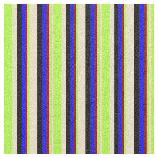 Tecido Tan, Verde Claro, Marrom, Azul e Preto Colorido (Detalhe)