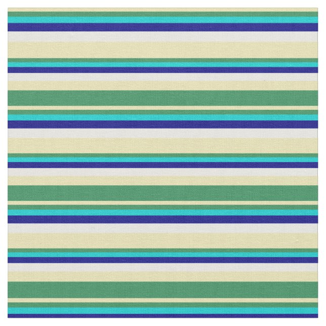 Tecido Tan, Verde marinho, Turquesa Escura, Azul e Branco (Detalhe)