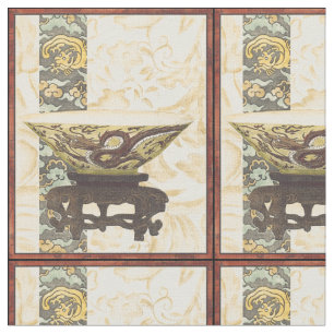 Tecido Tapeçaria Asiática com Design de Bowl e Dragão