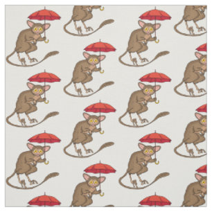 Tecido Tarsier bonito com ilustração de desenho de dese