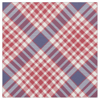 Tecido Tartan Branco Vermelho Azul Sem Costura