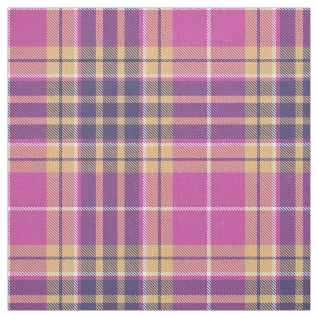 Tecido Tartan rosa, Dourado e azul (Modelo)