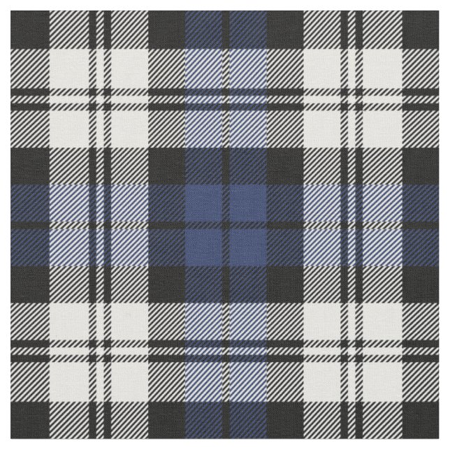 Tecido Tartan Xadrez Azul Marinho e Branco Black Watch (Detalhe)