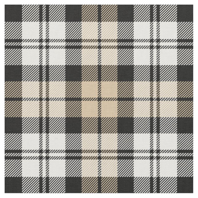 Tecido Tartan Xadrez Preto Bege e Branco (Detalhe)