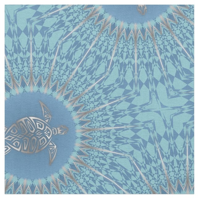 Tecido Tartaruga Animal Azul Prata (Detalhe)
