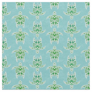 Tecido Tartarugas do Mar Verde Tribais