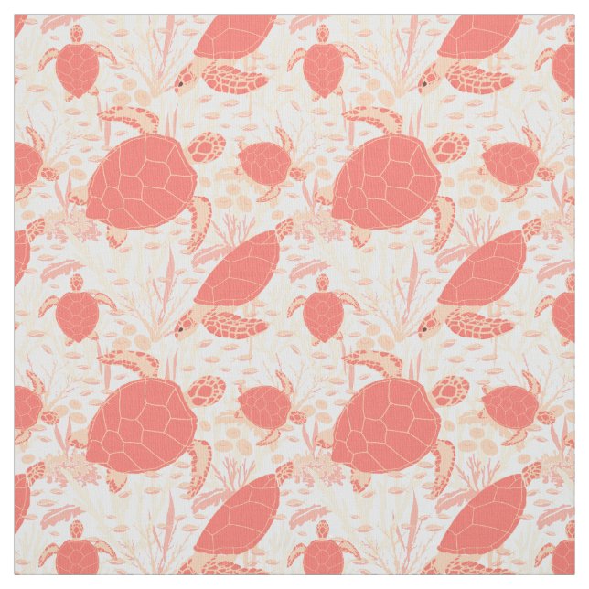 Tecido Tartarugas e recifes de coral de peixe sob o padrã (Modelo)