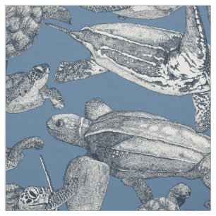 Tecido tartarugas marinhas indigo denim