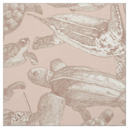 Tecido tartarugas marinhas mocha mousse creme tan