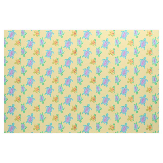 Tecido Tartarugas no padrão de arte da aquarela (Fat Quarter)