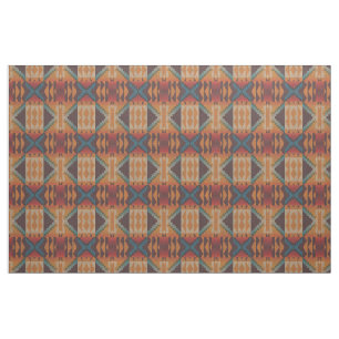 Tecido Taupe Brown Red Teal Blue Orange Ethnic