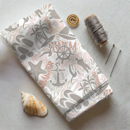 Tecido Taupe de Colagem de Praia Náutica ID840