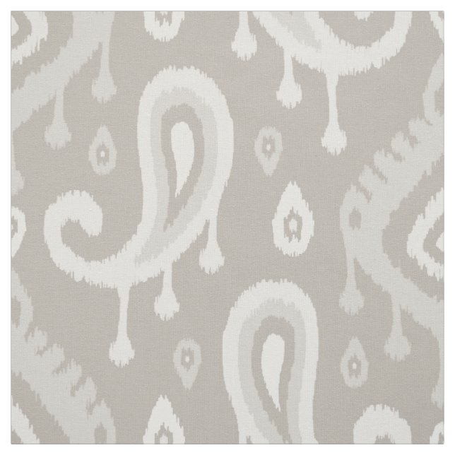 Tecido Taupe Ikat Paisley Grande Escala (Modelo)