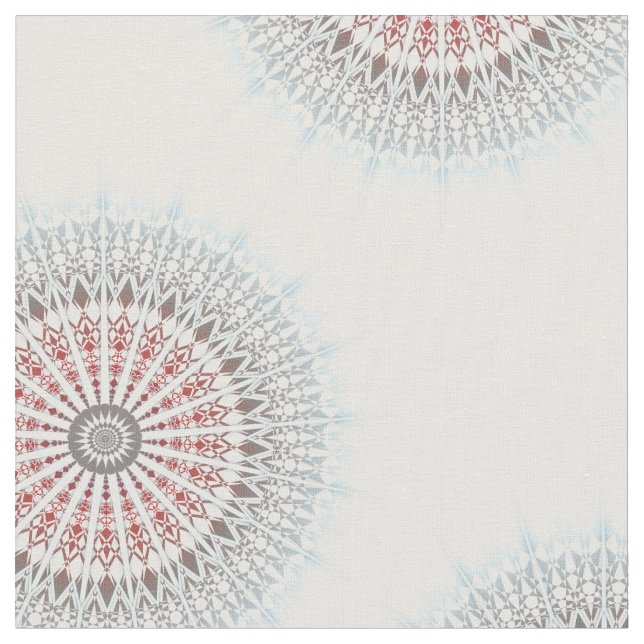 Tecido Taupe Red Blue Mandala (Detalhe)