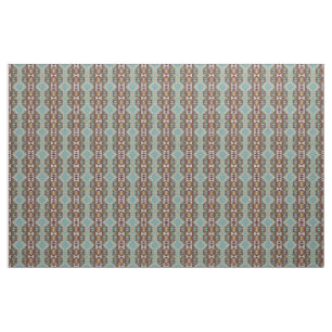 Tecido Taupe Verde, Turquesa Escuro, Beige Etnico