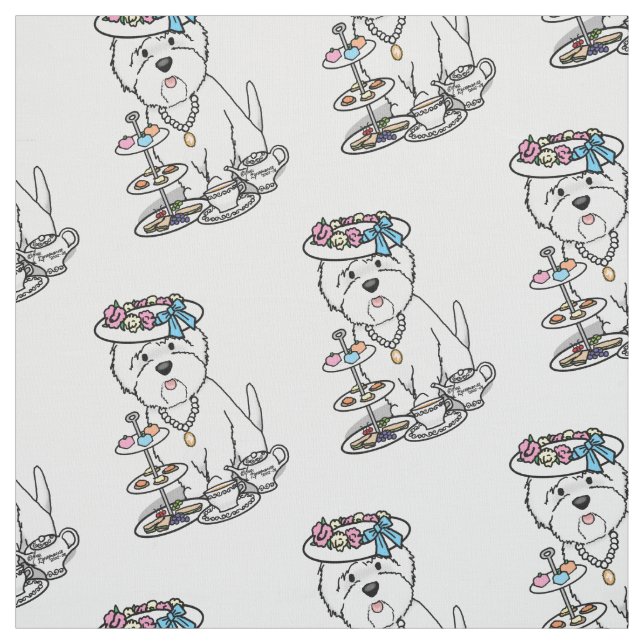 Tecido Tea Party Westie - West Highland White Terrier (Modelo)