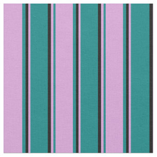 Tecido Teal, Ameixa e Padrão de Links/Striped Pretos