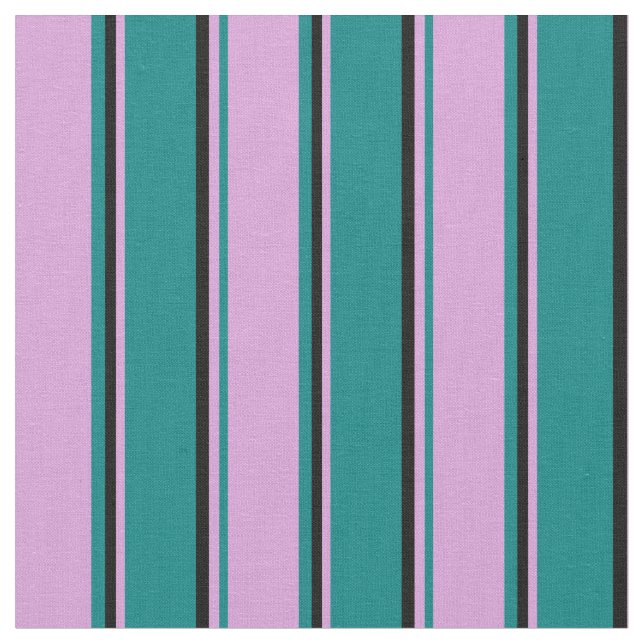 Tecido Teal, Ameixa e Padrão de Links/Striped Pretos (Detalhe)