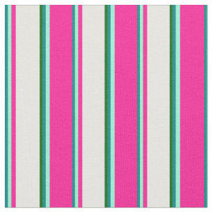 Tecido Teal, Aquamarine, Rosa Profundo, Creme Minúsculo e