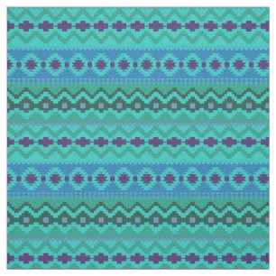 Tecido Teal Aztec Tribal Design