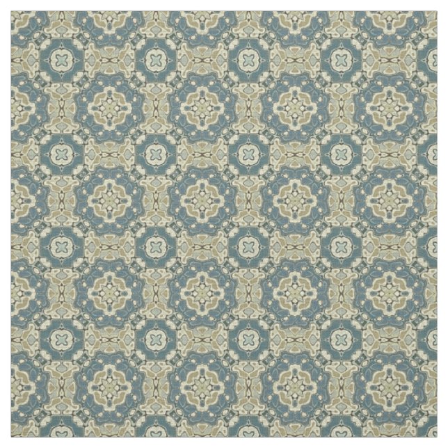 Tecido Teal Blue Cinza Verde Ochre Hip Orient Bali Art (Modelo)