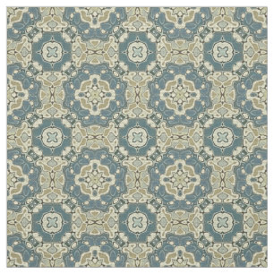 Tecido Teal Blue Cinza Verde Ochre Hip Orient Bali Art
