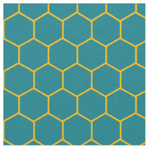 Tecido Teal de Abstrato de Padrão Simples Elegante Honeyc