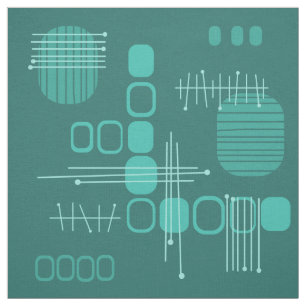Tecido Teal de Barkcloth, Abstrato Atômica