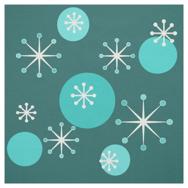 Tecido Teal de Starbursts da Era Atômica (Modelo)