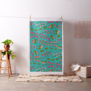 Tecido Teal e Coral Berry Pattern