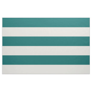 Tecido Teal Escuro e Faixa de Marfim Grande Escala