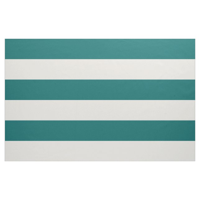 Tecido Teal Escuro e Faixa de Marfim Grande Escala (Jarda)
