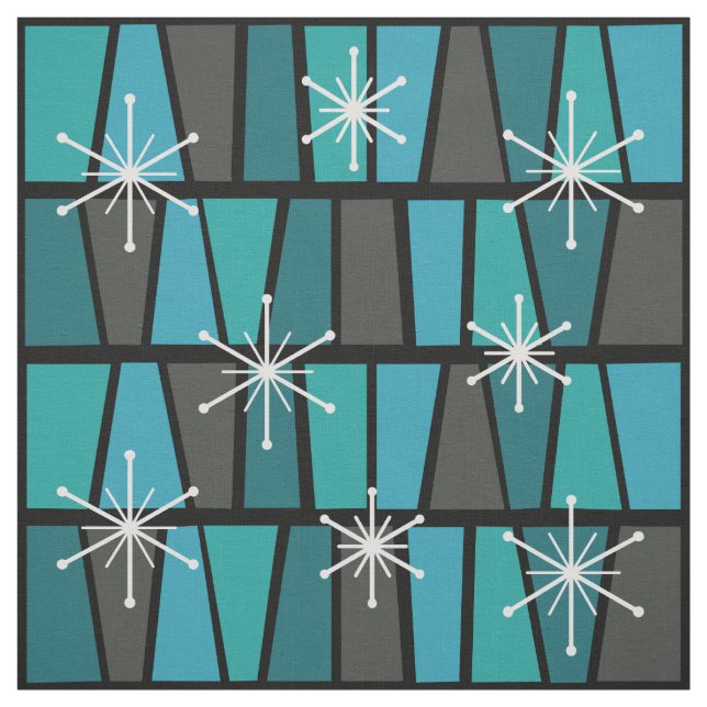 Tecido Teal Geométrico de Abstrato Turquoise MCM (Modelo)