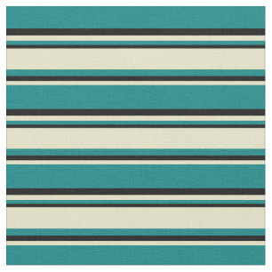 Tecido Teal, Goldenród Pálido e Stripes Negras