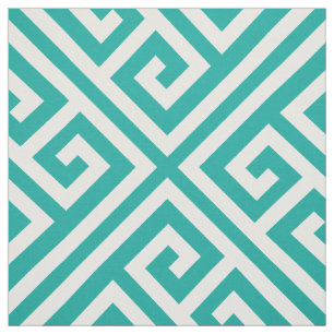 Tecido Teal Greek Key Grande Escala