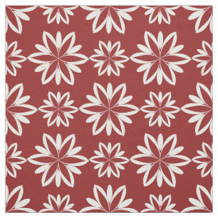 Tecido Tecido-padrão floral das Flores brancas vermelhas