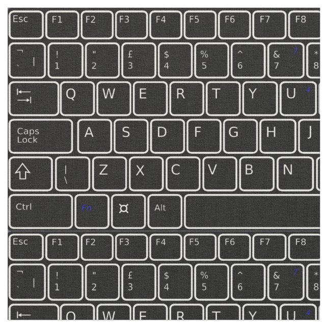 Tecido Teclado preto e branco Número de letra Programador (Detalhe)