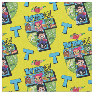 Tecido Teen Titans Go! Colagem em Torre de Titãs