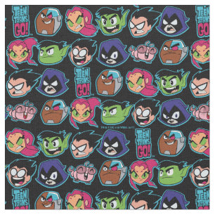Tecido Teen Titans Go!   Padrão da cabeça dos Titans