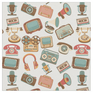Tecido Telefones antigos, TVs, Gravadores, Filme