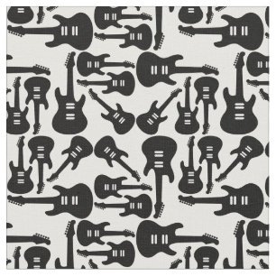 Tecido Tema de Música Preta e Branca de Guitarras Elétr