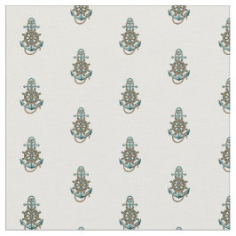 Tecido Tema Marinho do Barco de Âncora Verde Náutica