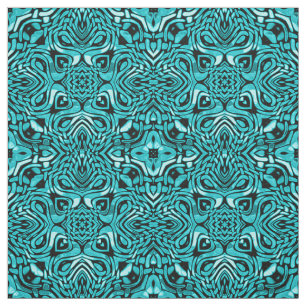 Tecido Tendy Turquoise Teal Blue African Mosaic Padrão